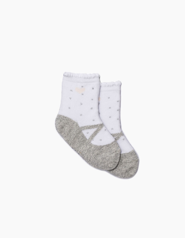 Chaussettes blanches, rose, navy bébé fille-4