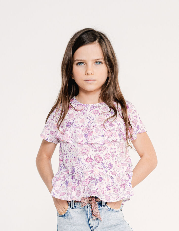 Conjunto pantalón largo y blusa flores niña