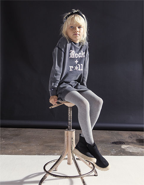 Graues Pulloverkleid mit Rock’n’Roll-Schriftzug IKKS Kid Mädchen 