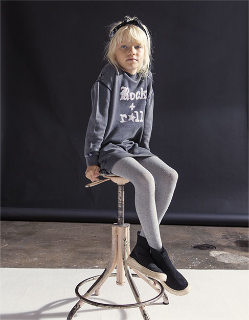 Robe pull grise avec inscriptions rock 'n’ roll ikks kid fille