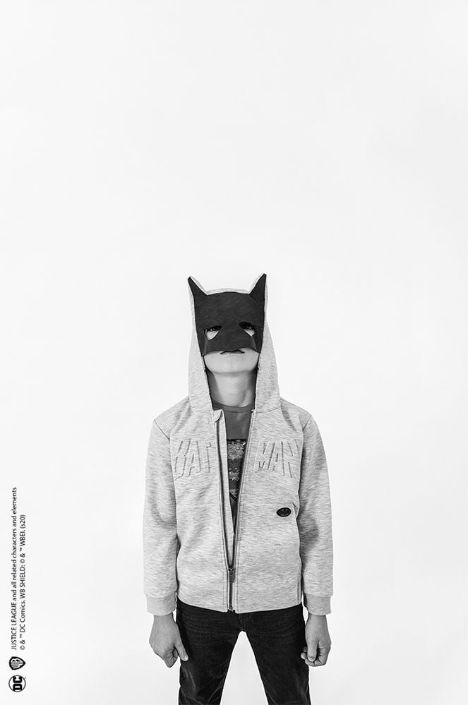 Chaqueta gris con capucha enmascarada de Batman ikks kid boy