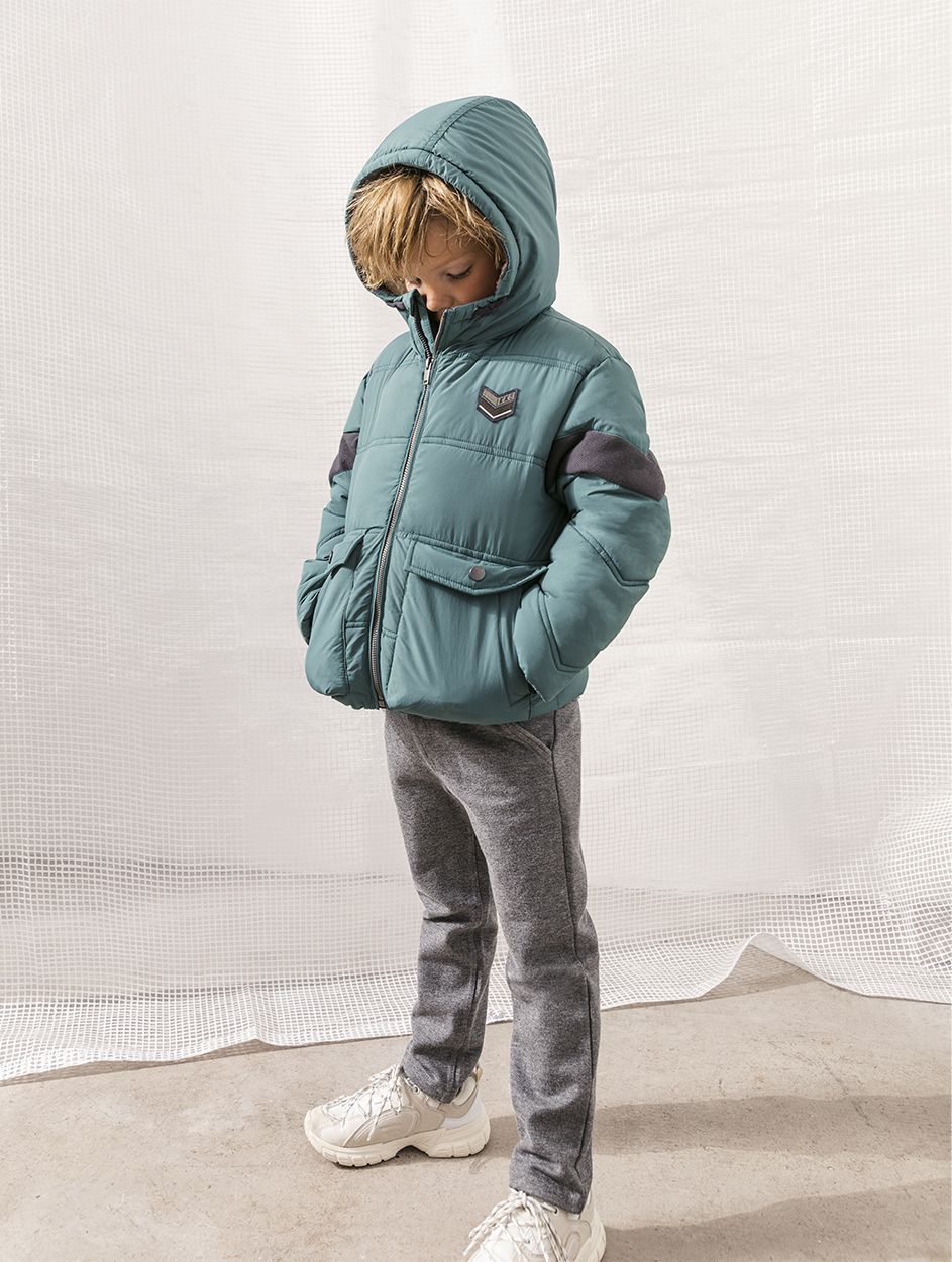 ikks boy autumn winter 22 green padded jacket