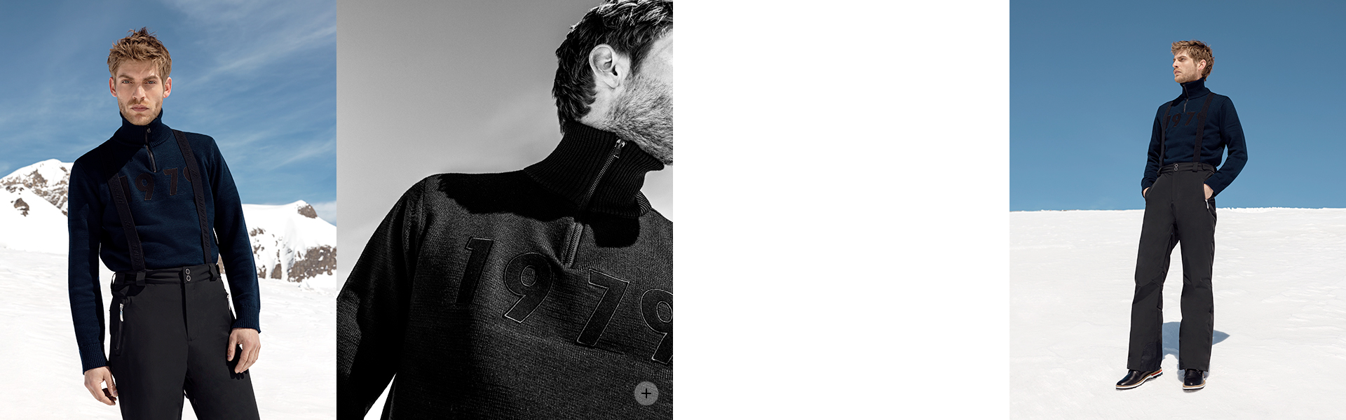 Navy knit IKKS x DUVILLARD zip-neck sweater