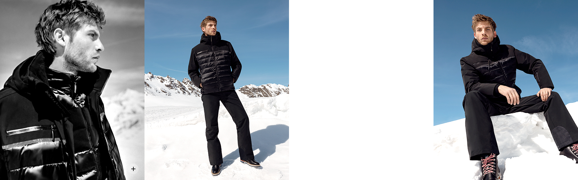 Black fabric mix IKKSxDUVILLARD padded jacket-1