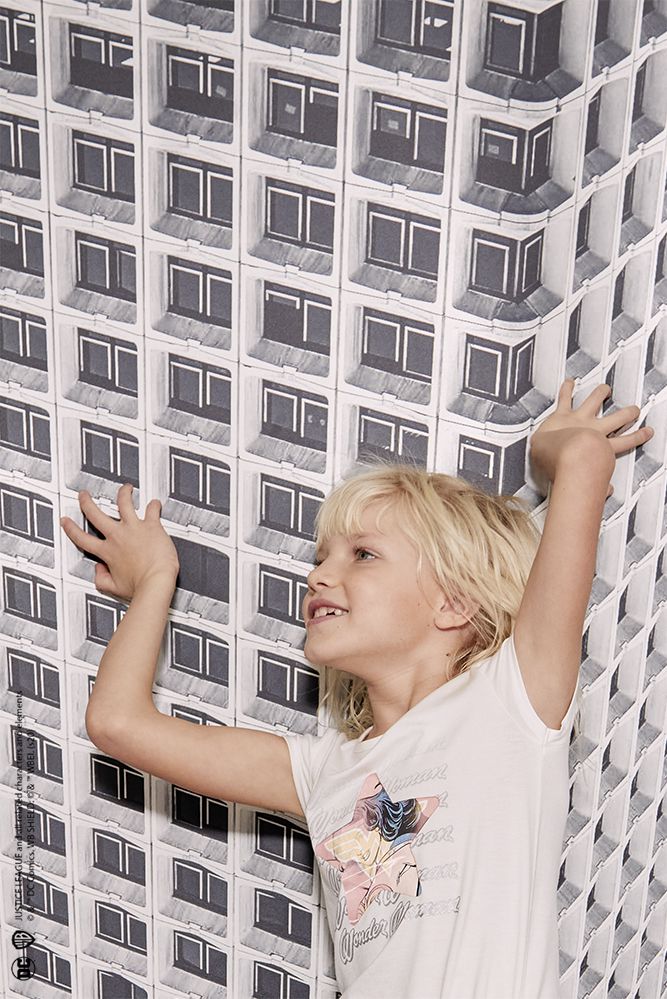 Tee shirt blanc à manches courtes avec logo wonder woman ikks kid girl