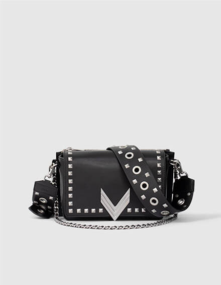 Bag 111 Janis in frozen black leather studded