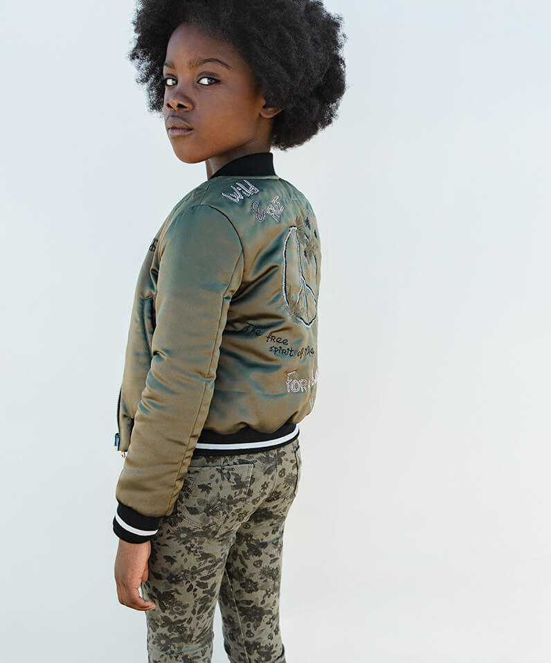 IKKS kid girl khaki bomber jacket 