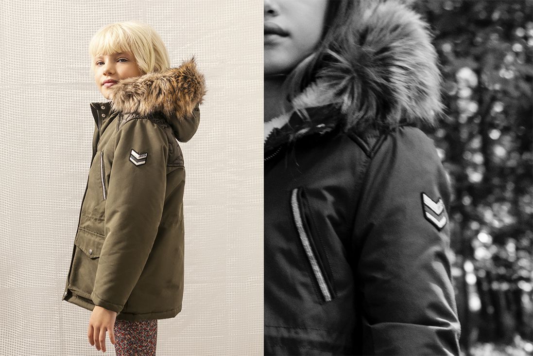 parka cálida caqui kid niña ikks