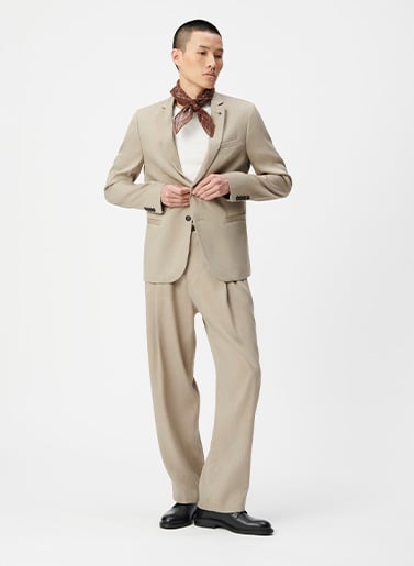 Veste de costume beige foncé lin mélangé Homme