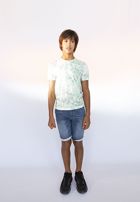 Way boy aqua green short sleeve T-shirt with tie-dye pattern 