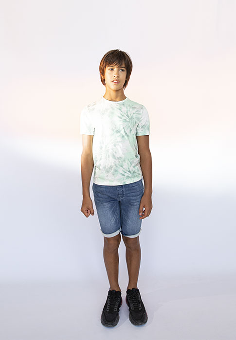 Tee shirt manches courtes à motifs tye and die vert d'eau way boy