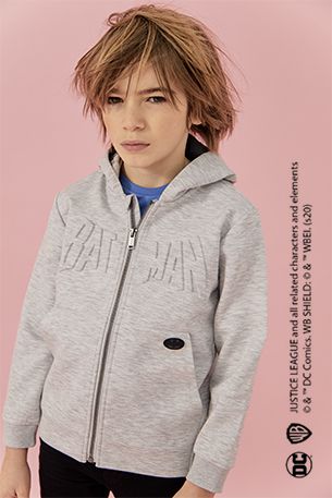 Veste grise à capuche avec masque de Batman intégré ikks kid boy