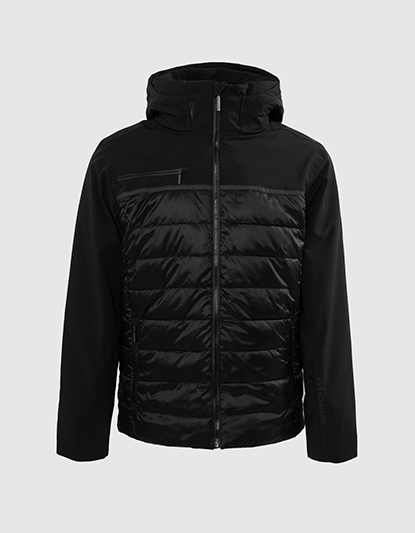 Men’s black mixed-fabric IKKS x DUVILLARD padded jacket