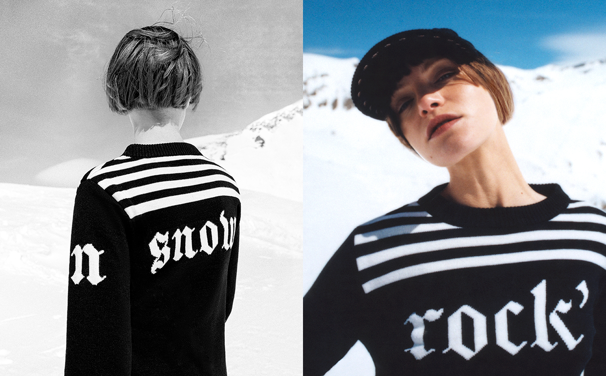 Black knit Rock slogan IKKSxDUVILLARD sweater