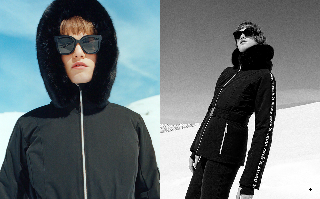 Black IKKSxDUVILLARD jacket with rock slogan