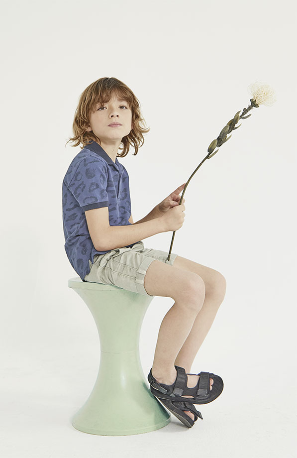 Polo navy manga corta con motivos kid boy