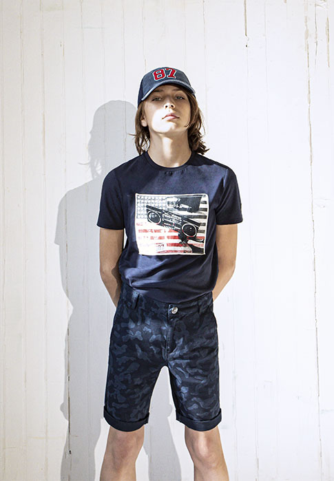 Tee Shirt navy manches courtes avec imprimé way boy