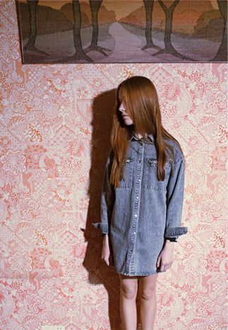 Girls’ grey denim shirt dress