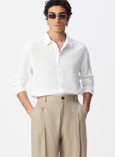 Pantalon de costume beige foncé lin mélangé Homme