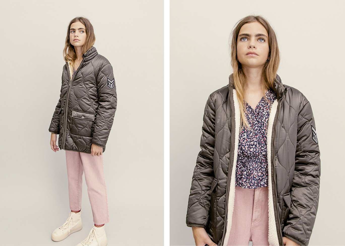 ikks junior girl bronze quilted padded jacket