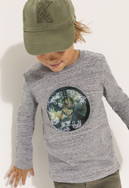 ikks boy autumn winter 22 boy army long-sleeve T-shirt