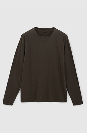 L‘Essentiel Herren-Shirt khaki, Bio-Baumwolle, lange Ärmel