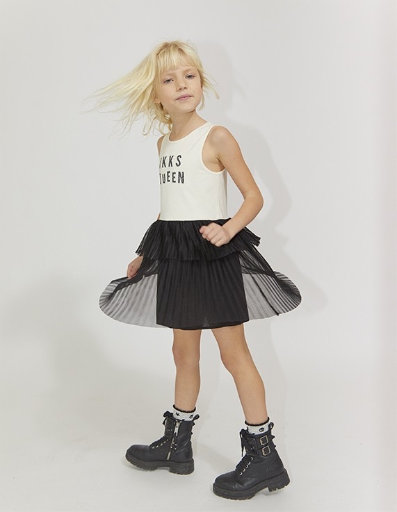 Trompe l’oeil-Kleid mit schwarzem Tutu-Rock