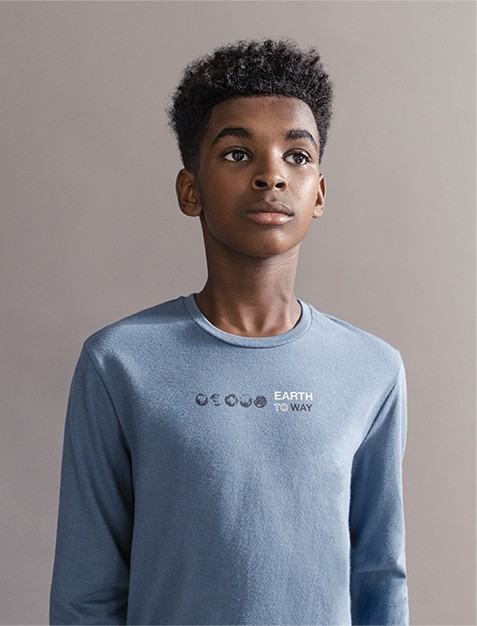 Tee-shirt bleu manches longues garçon Ikks junior