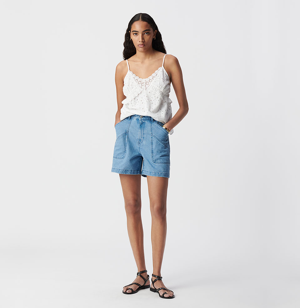 Top IKKS Gris Pour Femme - Manches Longues, Col V, Taille 44, En Modal - Neuf Sans étiquettes