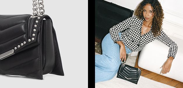 SAC THE 1 ROCK NOIR CUIR CLOUTÉ TAILLE S FEMME