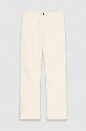 Herren-Chino aus geripptem Samt in Ecru mit geradem Bein