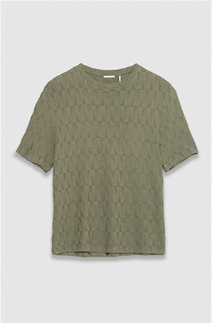 Rundhalsausschnitt T-shirt khaki relief mesh Herren