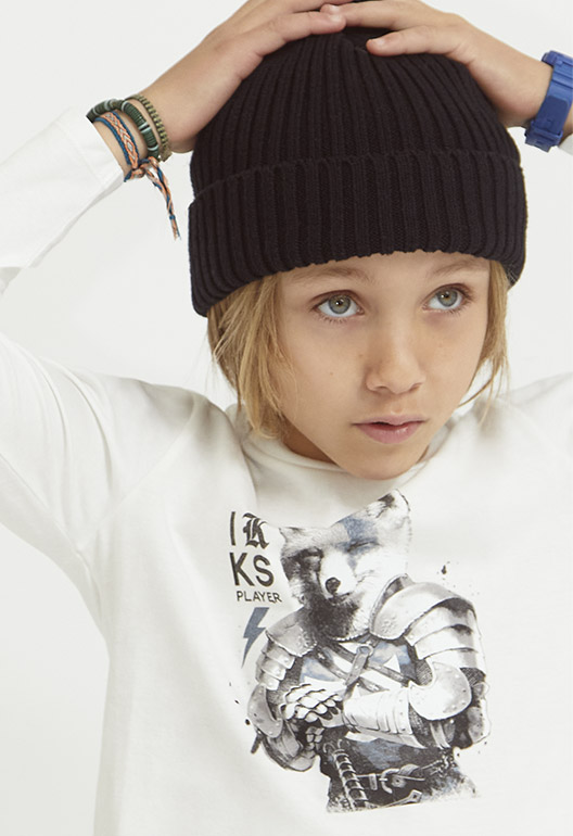 Tee Shirt blanc à manches longues motif ours ikks enfant garçon