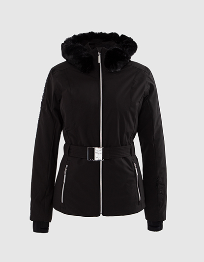 Women’s black IKKSxDUVILLARD padded jacket + rock slogan