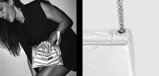 SAC THE 1 GLITTER ARGENTÉ CUIR MÉTALLISÉ TAILLE S FEMME