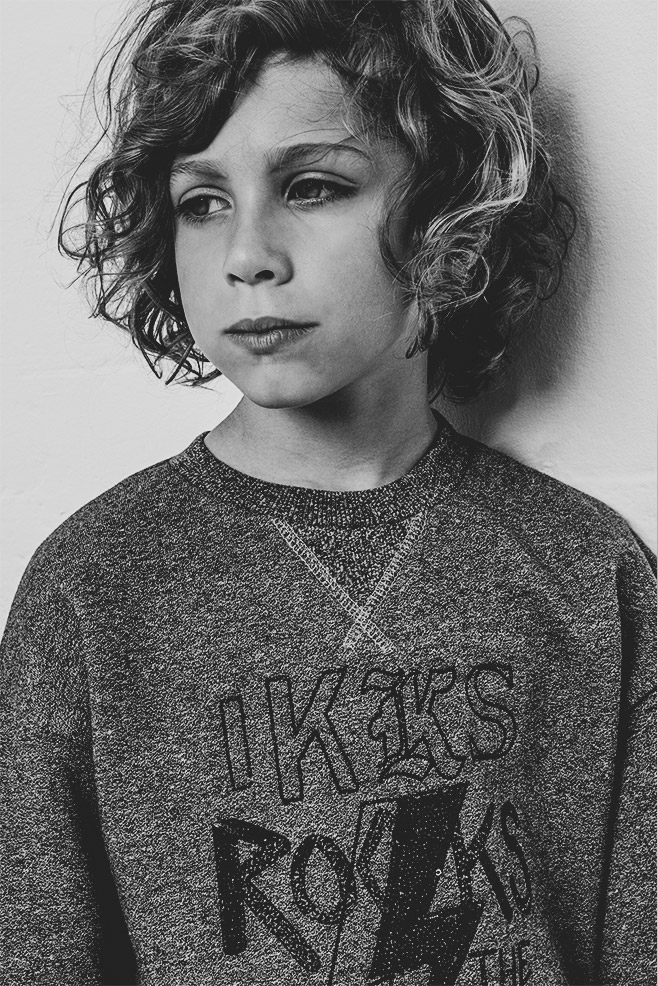 Sweatshirt gris anthracite avec inscriptions rock 'n' Roll ikks kid boy