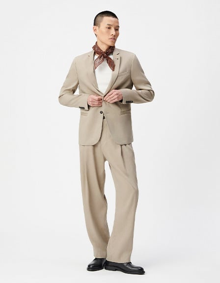 Beige Anzugjacke aus Leinen