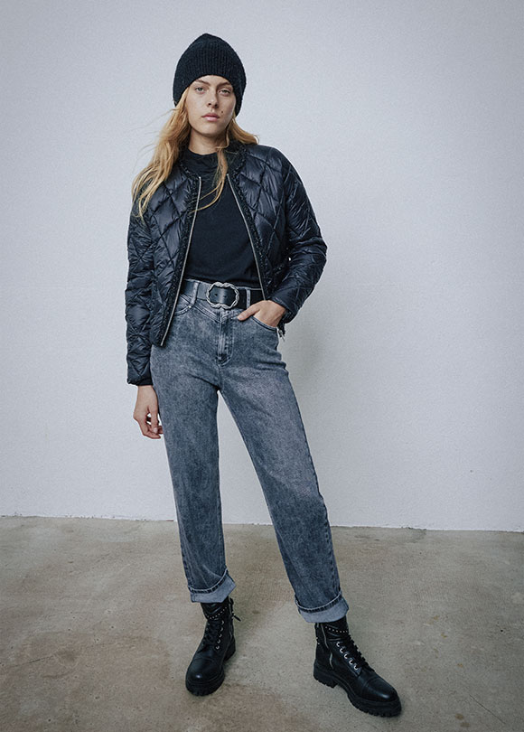 Jean slouchy bleu chiné ikks femme
