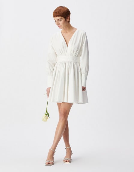 Kurzes weißes Popeline-Kleid