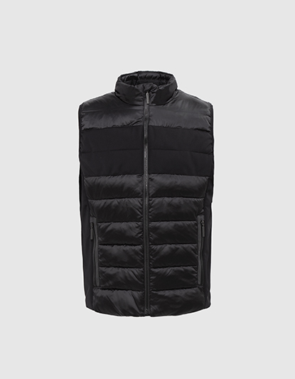 Men’s black mixed fabric IKKS x DUVILLARD bodywarmer