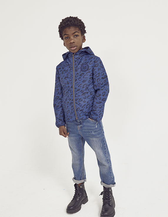 Parka navy capucha manga larga