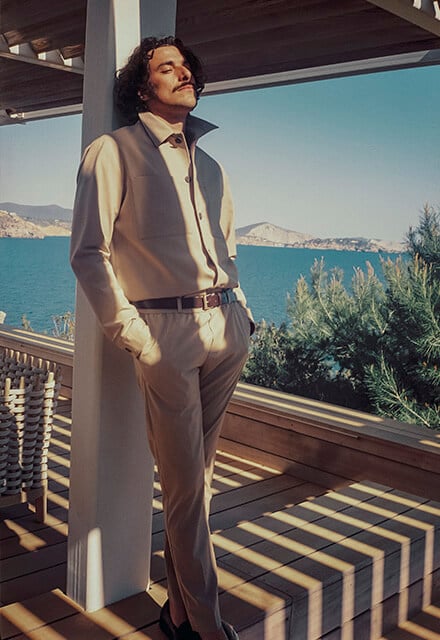 Chaqueta de traje de espíritu overshirt beige oscuro