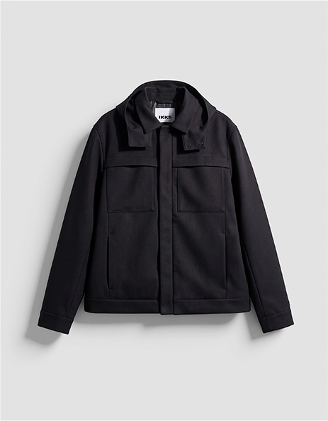 Blouson noir capuche amovible