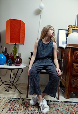 Way girls’ black polka dot long jumpsuit