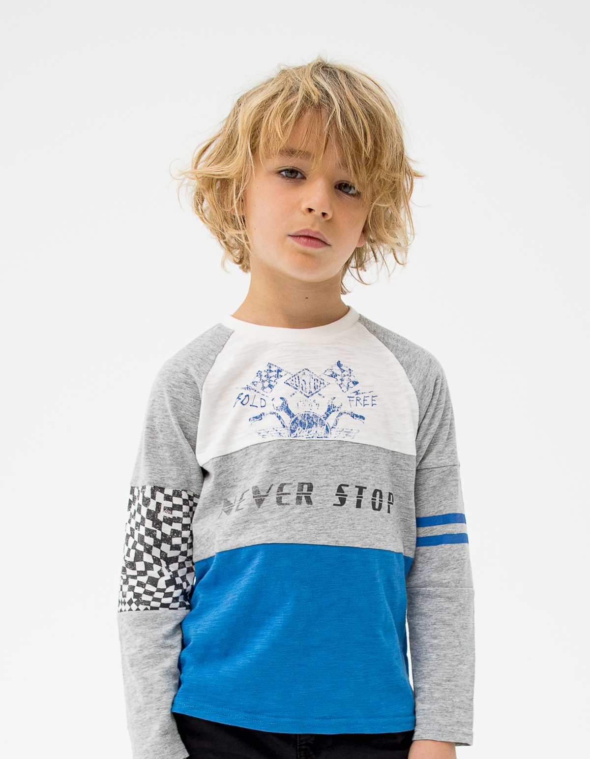 T-shirt gris coton bio esprit color block garçon