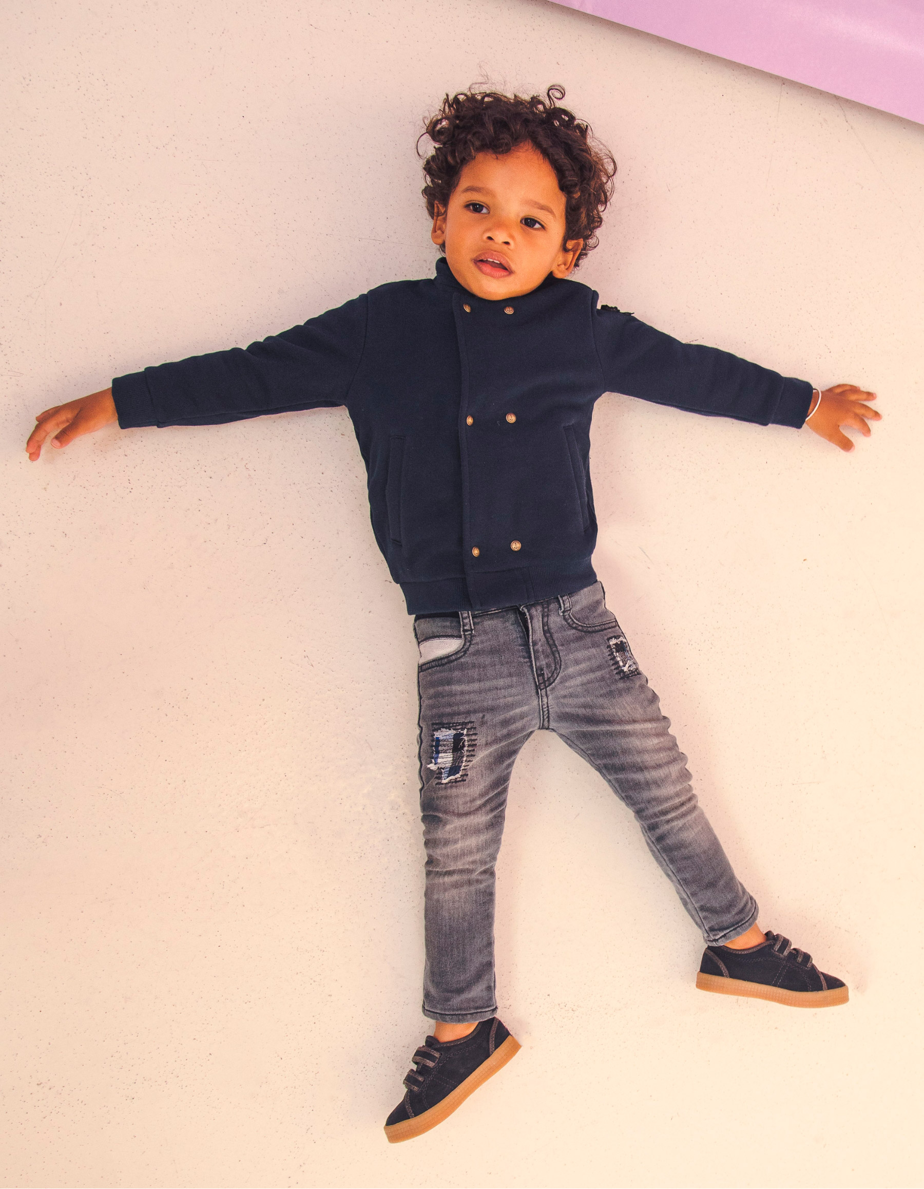 Baby boys' navy double-breasted cardigan