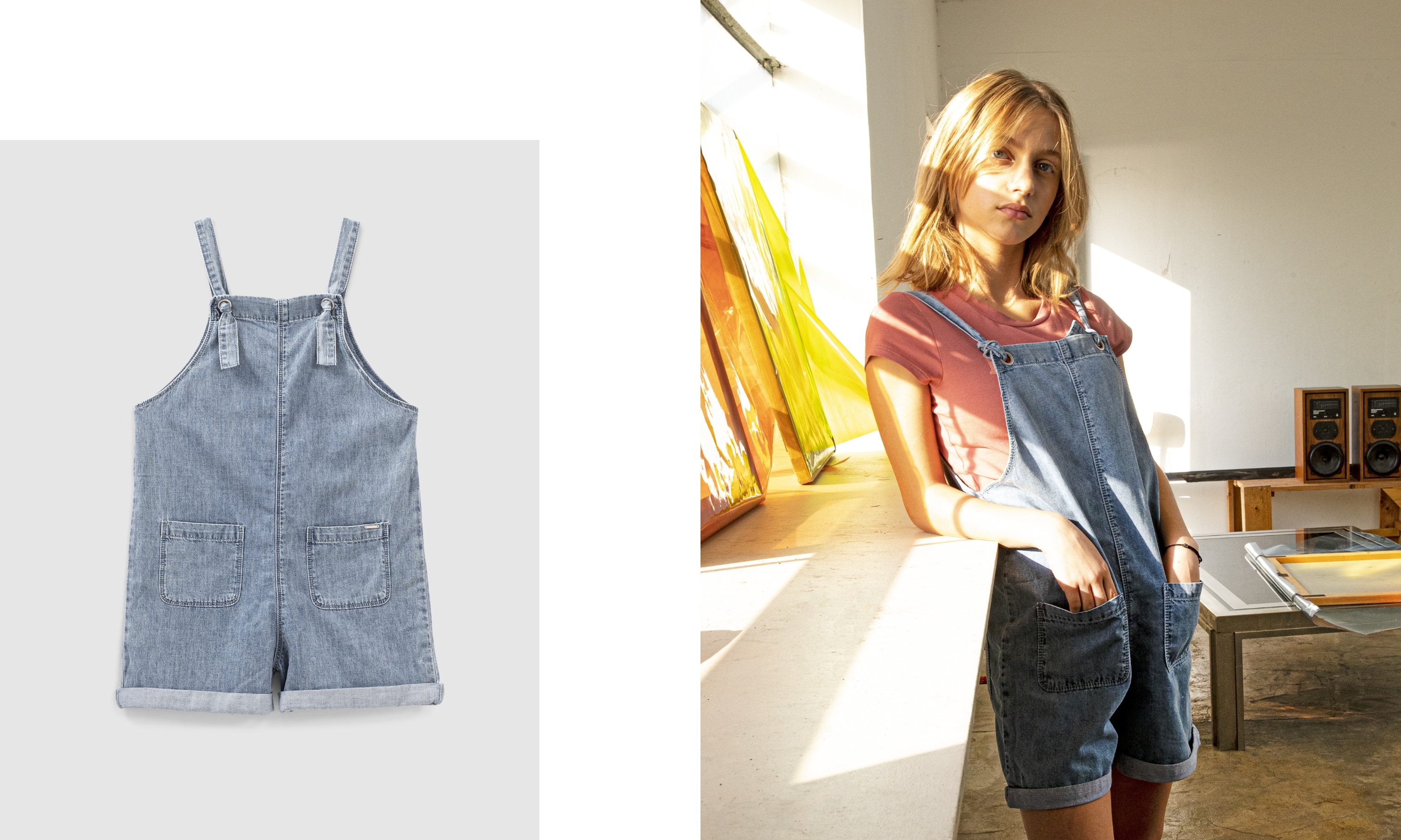 Mädchen-Latzhose aus Jeans, Tencel®, Bio, in Light Blue