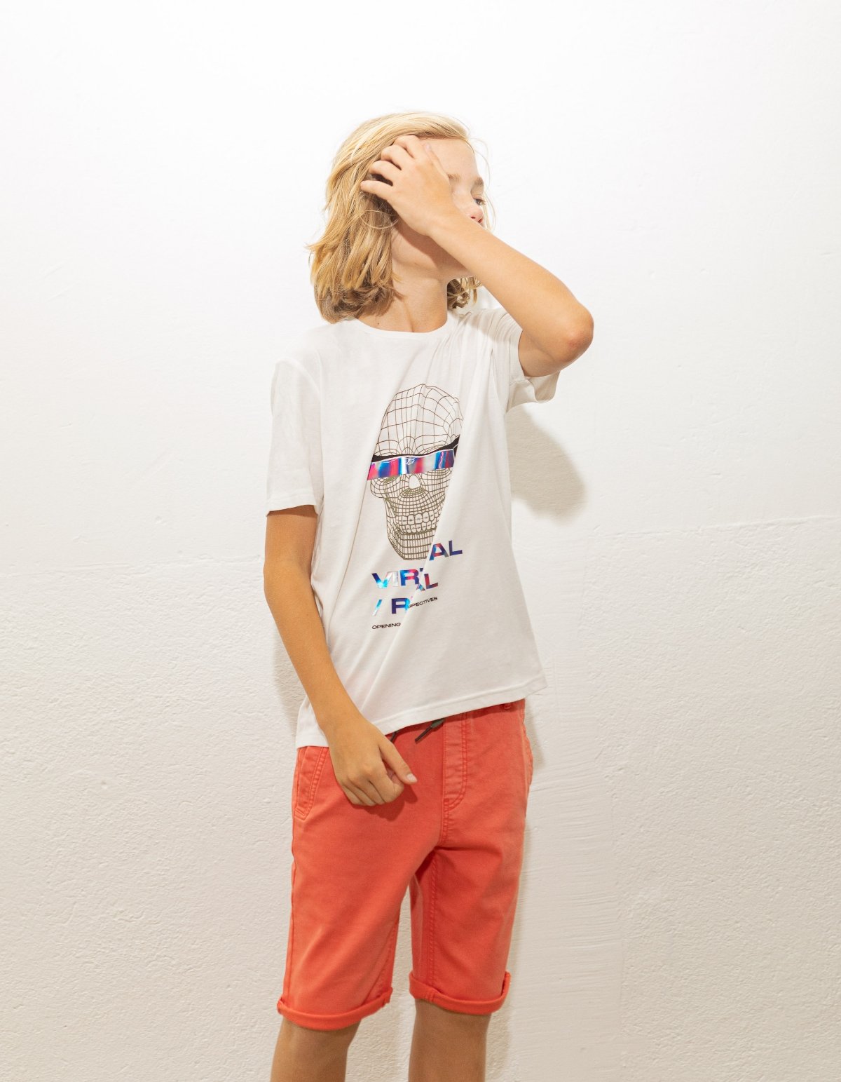 Boys’ dark orange elasticated waist Bermuda shorts