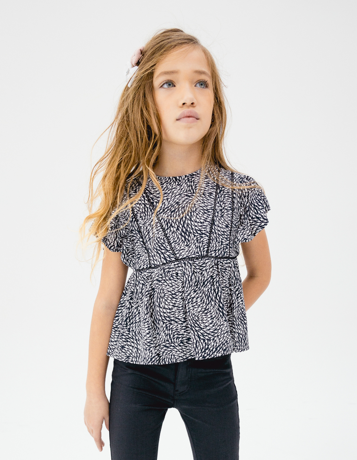 Blouse noire Lenzing™ Ecovero™ imprimé graphique fille