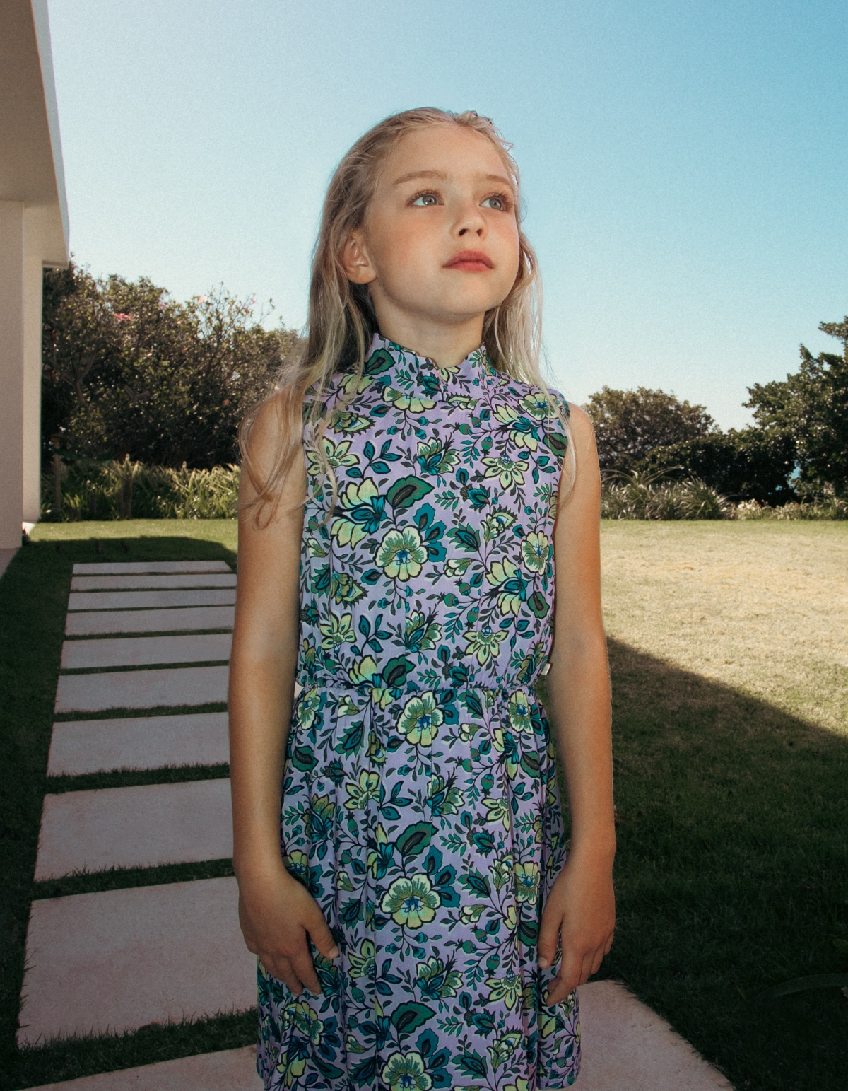 Robe lilas imprimé maxi fleurs mini me fille